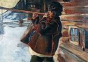 Hucul Dmacy W Trombite by Kazimierz Sichulski