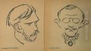 Para Karykatur. Stanislaw Wyspianski I Lucjan Rydel by Kazimierz Sichulski