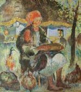 Kobieta Karmiaca Kury