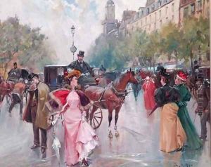 A bustling Parisian boulevard
