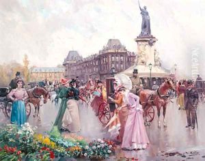 Buying flowers in a Parisian street