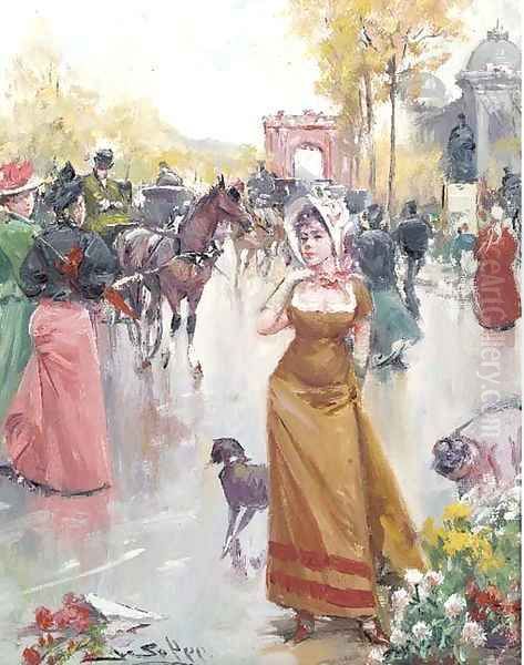 Buying flowers on a bustling Parisian boulevard - view 1