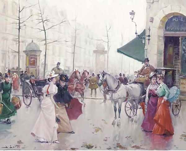 Elegant figures before the Hotel Hondew, Paris - view 1