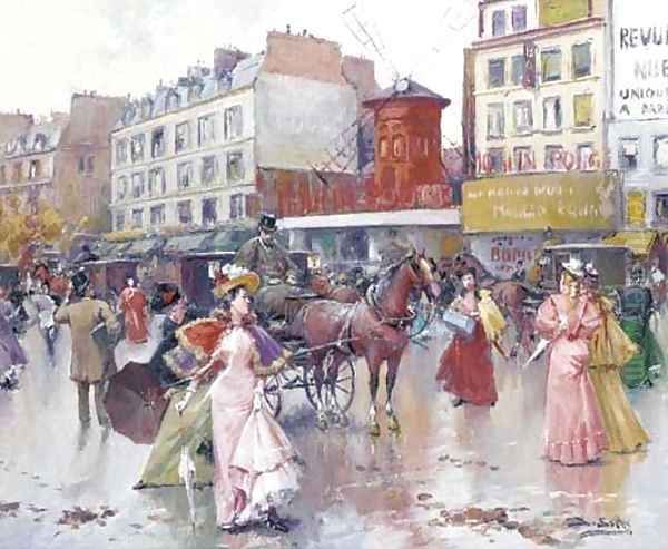 Elegant figures before the Moulin Rouge - view 1