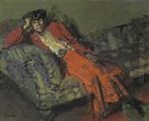 Woman In Red Against Green. Mrs Neville by Walter Richard Sickert
