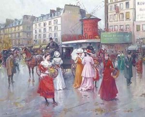 Figures before the Moulin Rouge by Joan Roig Soler