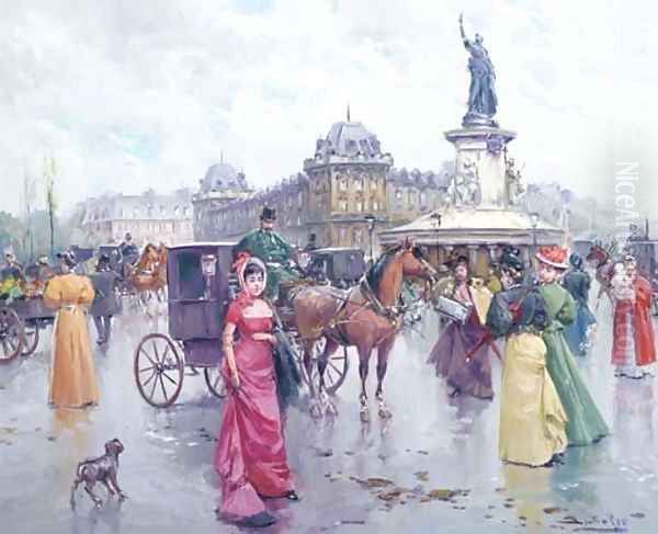 Figures in a Parisian square - view 1