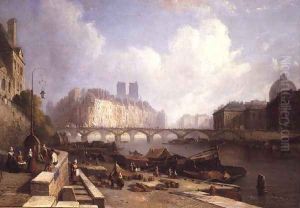 The Ile de la Cite, Paris, from the Quai du Louvre by Colet Robert Stanley
