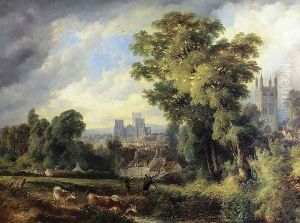 The West Front of Wells Cathedral with St. Cuthert's Church in the Fourground by John Syer