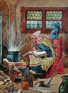 Witch, illustration from a book of tales, c.1910-20