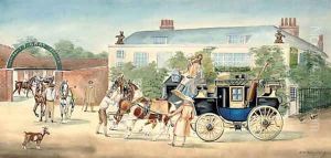 A change of horses outside the Bear by Henry William Standing