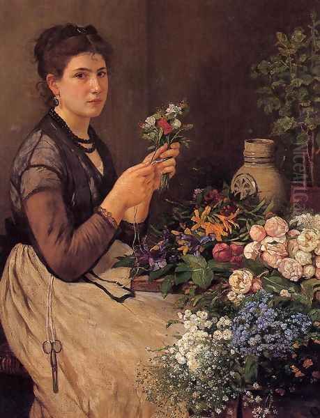 Girl Cutting Flowers - view 1