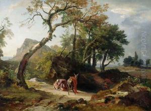 The Rescue of the Injured Man by the Merciful Samaritan Evening c.1856 by Johann Wilhelm Schirmer