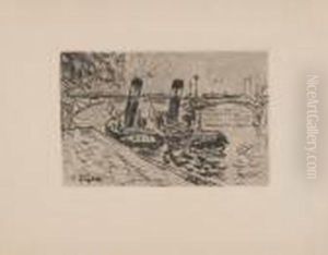 Le Pont Des Arts Avec Remorquers by Paul Signac