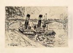 Le Pont Des Arts Avec Remorqueurs by Paul Signac