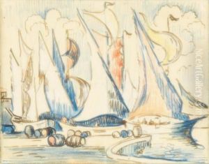 Voiliers A Quai Plume by Paul Signac