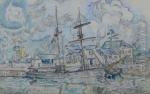 Le Grand Voilier Dans Le Port De Paimpol. by Paul Signac