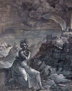 Woman Lamenting by a Burning City 1550-55 by Jan Swart Van Groningen
