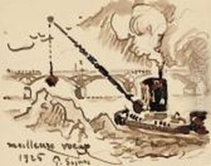 Paris, Le Pont Des Arts, La Grue by Paul Signac