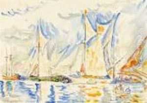 Les Voiliers De Saint -tropez by Paul Signac