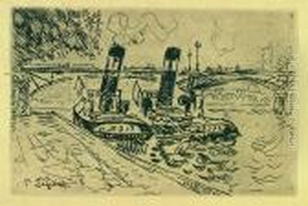 Paris: Le Pont Des Arts Avec Remorqueurs - view 1