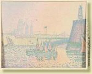 Vue D""un Port Avec Bateaux by Paul Signac