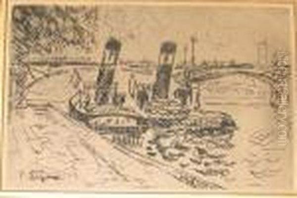 Paris: Le Pont Des Arts Avec Remorquers - view 1