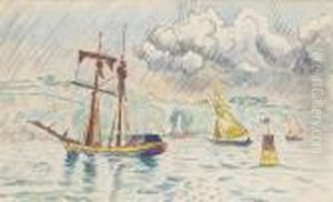 Boats In The Estuary by Paul Signac