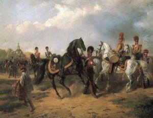 Begegnung Russischer Ulanen Und Dragoner by Karl Friedrich Schulz