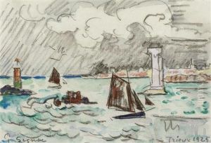 Vue Du Port De Trieux. 1925. by Paul Signac