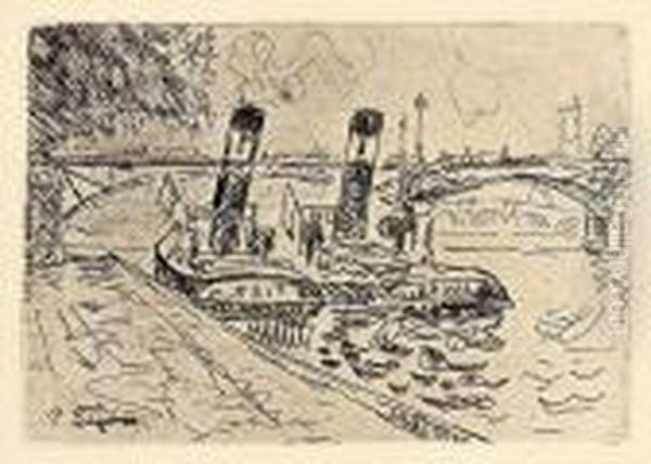 "paris: Le Pont Des Arts Avec Remorqueurs" - view 1