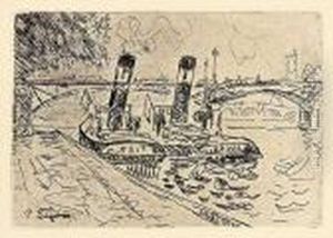 "paris: Le Pont Des Arts Avec Remorqueurs" by Paul Signac