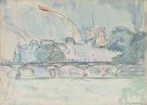 Le Pont Des Arts Et Notre Dame by Paul Signac