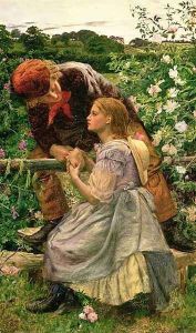 Early Lovers, 1858 by Frederick Smallfield, A.R.W.S.