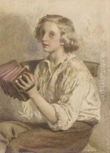 The accordian player by Frederick Smallfield, A.R.W.S.