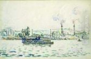 Peniche Sur La Seine by Paul Signac