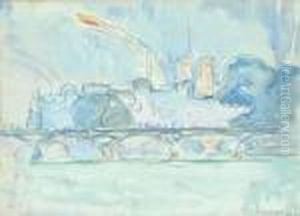 Paris. Le Pont Des Arts Et Notre-dame by Paul Signac