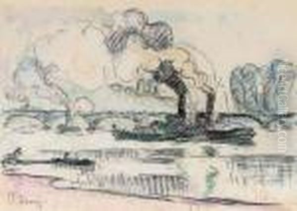 Vue De Paris Avec Remorqueurs - view 1