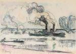 Vue De Paris Avec Remorqueurs by Paul Signac