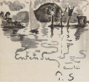 La Tour Et Le Phare Au Coucher Du Soleil, Saint-tropez by Paul Signac