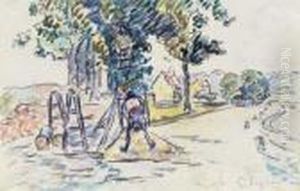 Samois, Travailleurs Sur La Route by Paul Signac