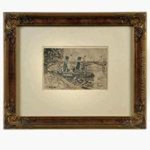 Bateaux Sur La Seine. by Paul Signac