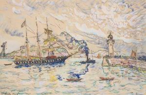 Trois-mats Sortant Du Port De Saint Malo by Paul Signac