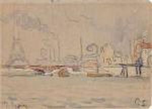 Paris, Pont Sur La Seine Avec La Tour Eiffel by Paul Signac