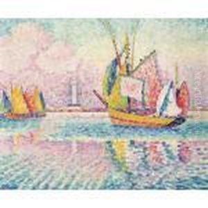 Bateaux Au Mouillage A Locmalo by Paul Signac