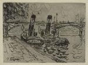 Paris: Les Pont Des Arts Avec Remorqueurs>. by Paul Signac