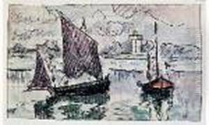 Bateaux De Peche Dans Un Port by Paul Signac