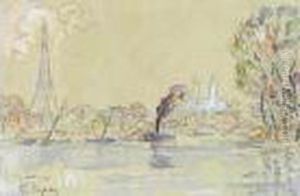 Vue De Paris, La Tour Eiffel Et L'ancien Trocadero by Paul Signac