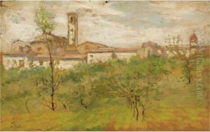 Paesaggio Con Campanile by Telemaco Signorini