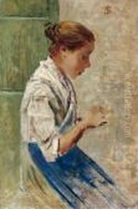 Bambina Che Cuce by Telemaco Signorini